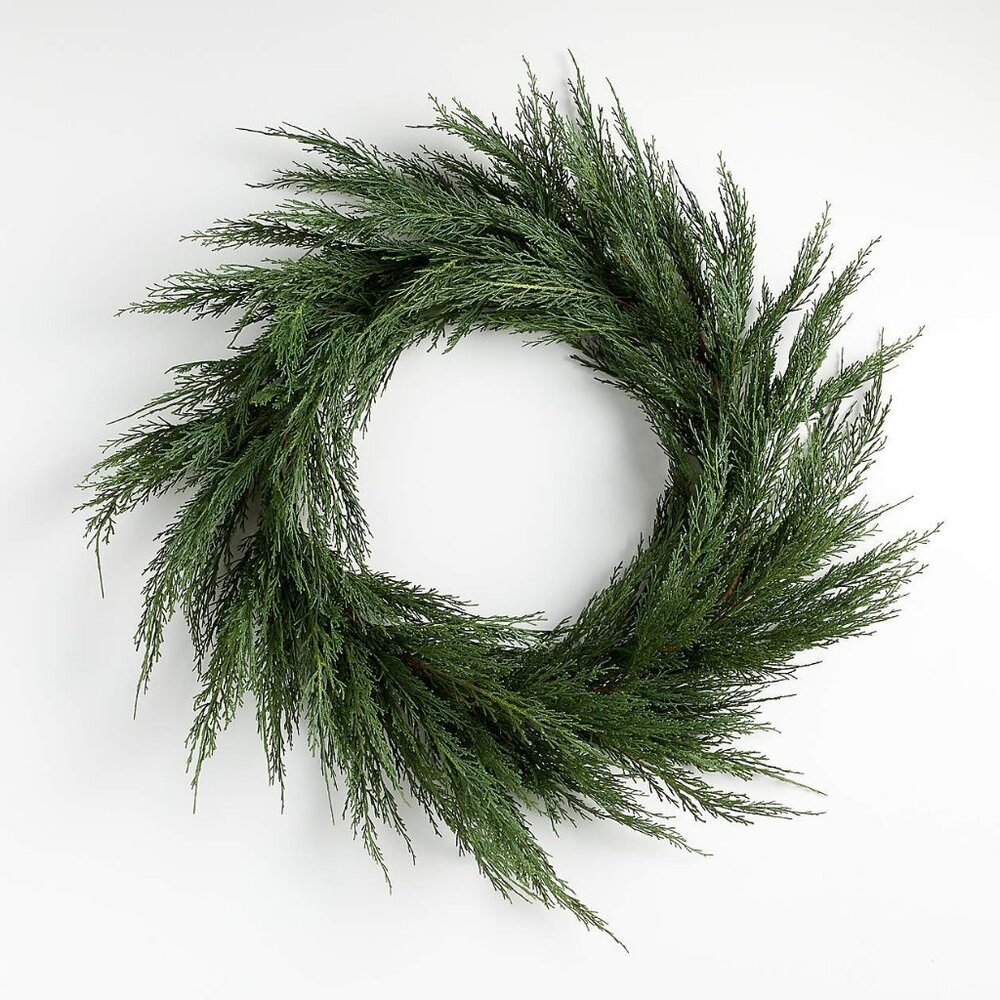Crate & Barrel Faux Cypress Wreath 26 Inches NWT